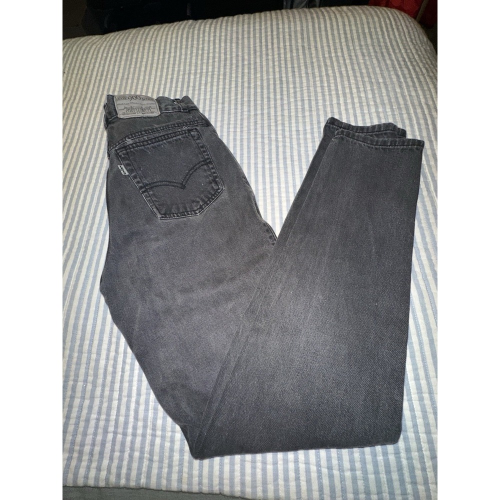 Vintage Levis 900 Series High Waisted Tapered Leg Black Denim Jeans Size 7 25x30